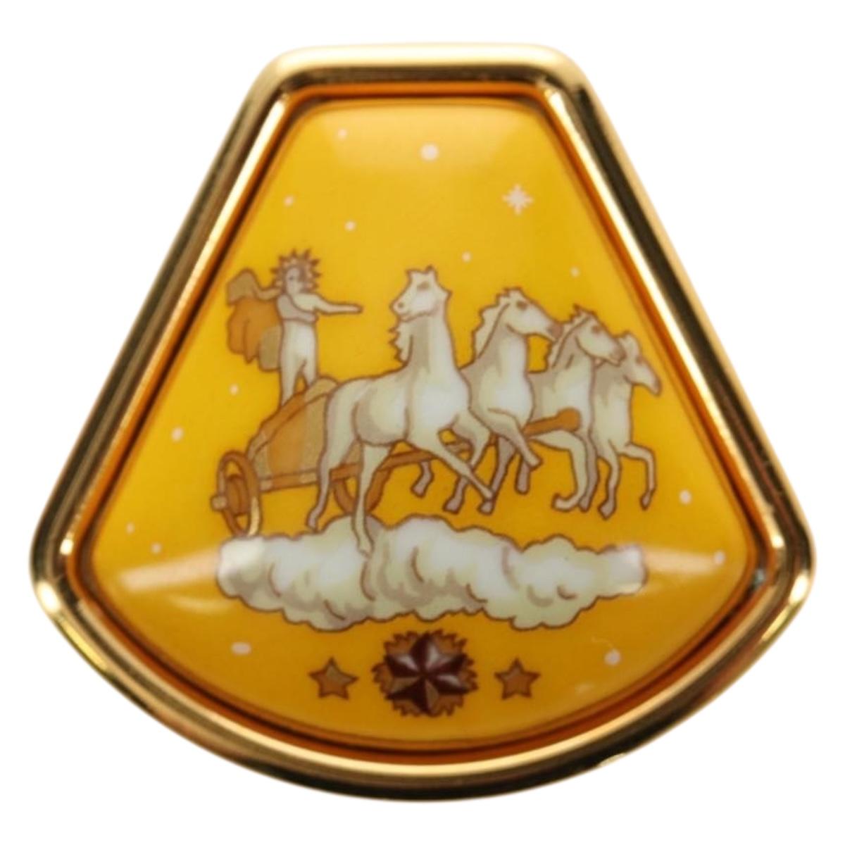 HERMES Earring Metal Gold Yellow Auth bs35859M