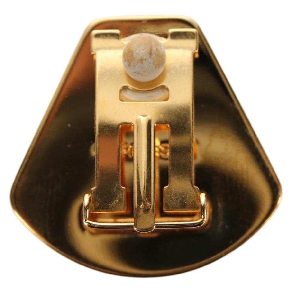 HERMES Earring Metal Gold Yellow Auth bs35859M