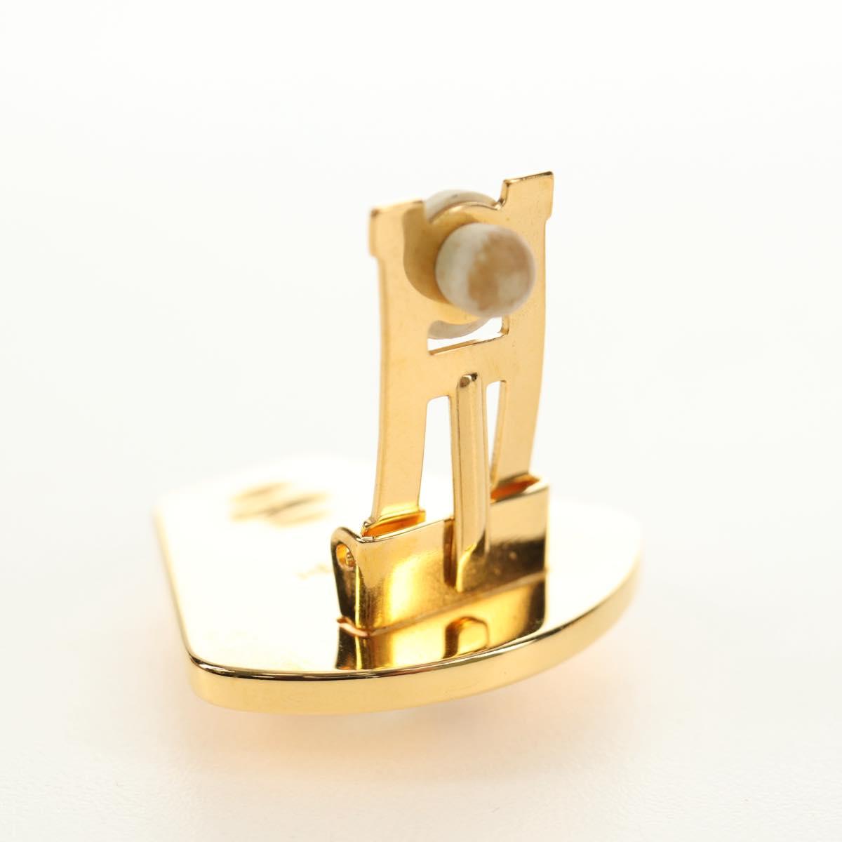 HERMES Earring Metal Gold Yellow Auth bs35859M