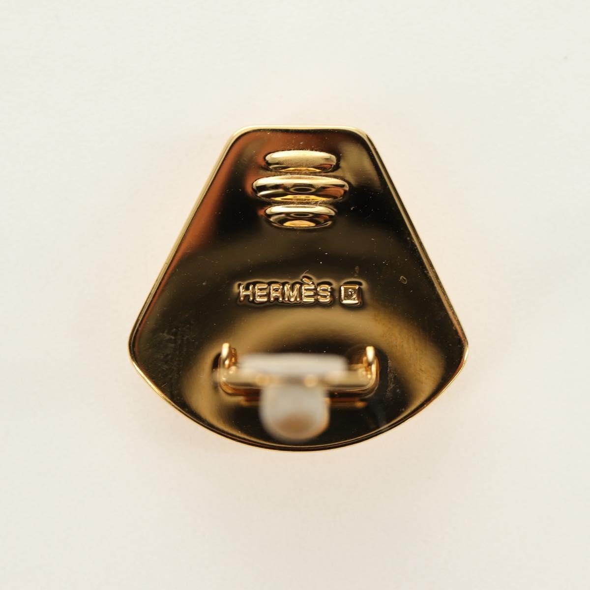 HERMES Earring Metal Gold Yellow Auth bs35859M