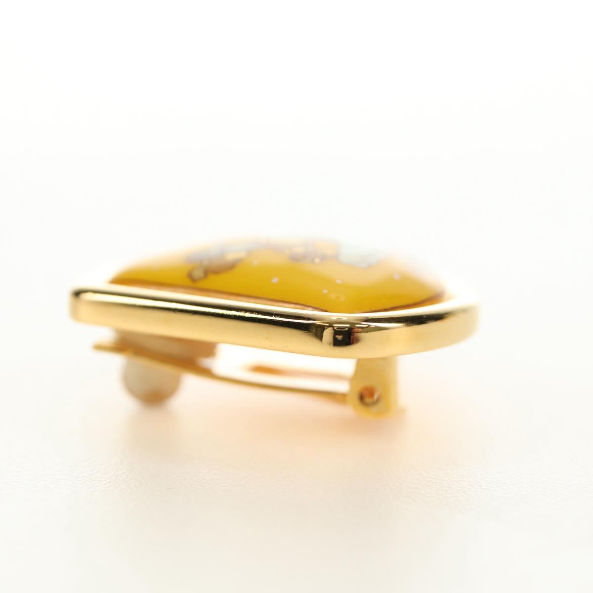HERMES Earring Metal Gold Yellow Auth bs35859M