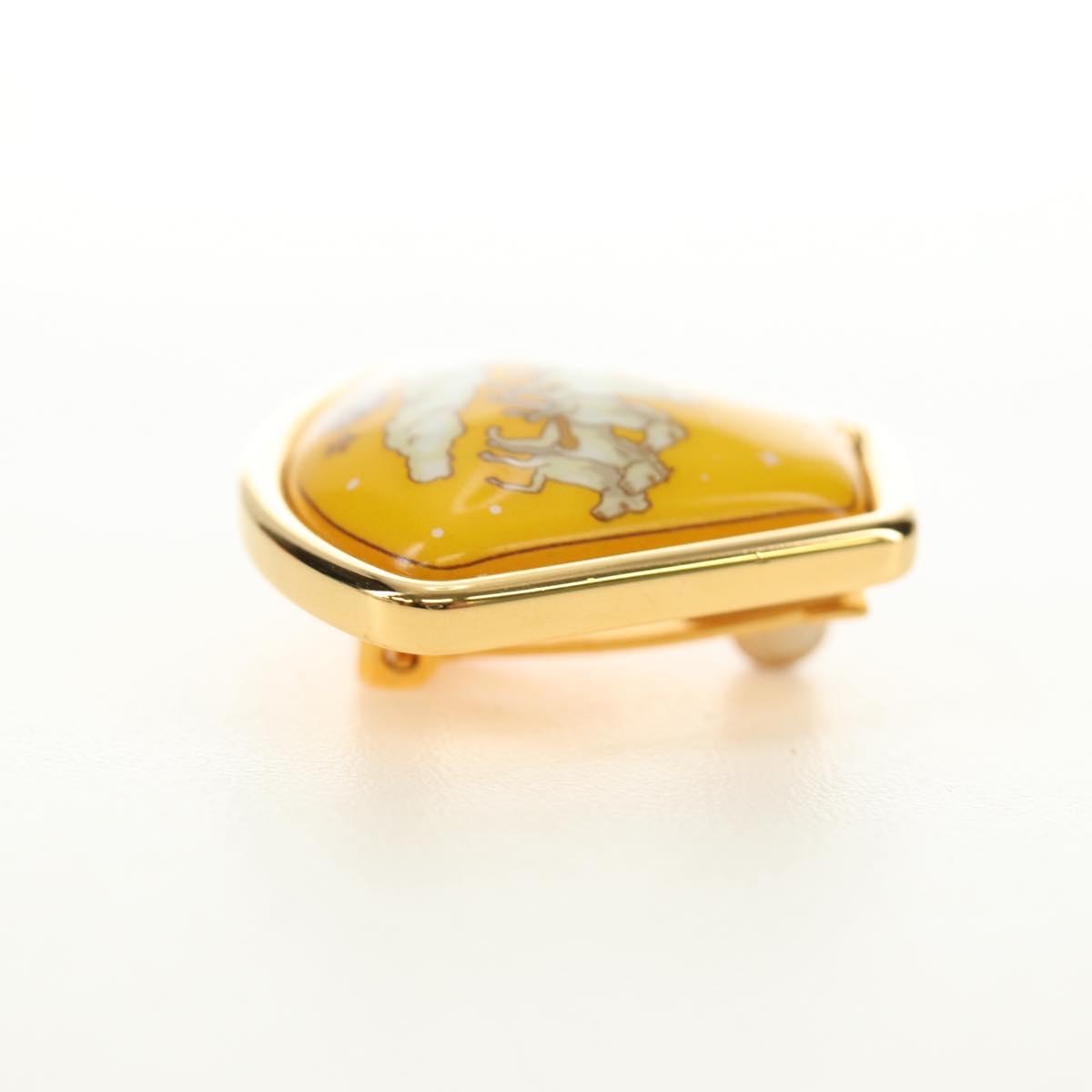 HERMES Earring Metal Gold Yellow Auth bs35859M