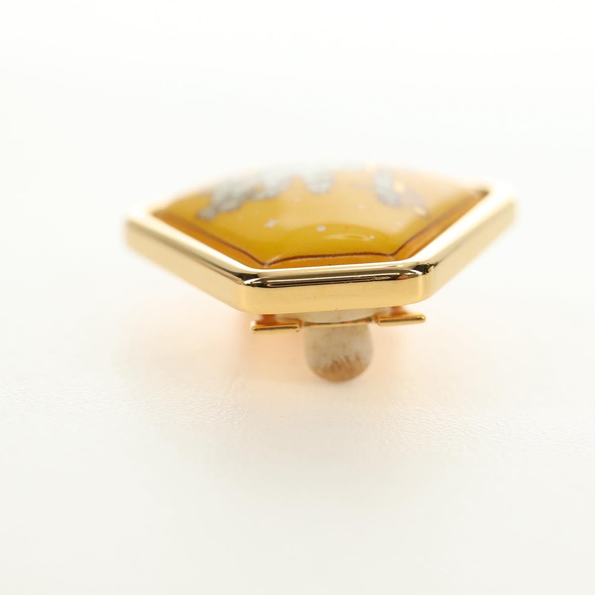 HERMES Earring Metal Gold Yellow Auth bs35859M