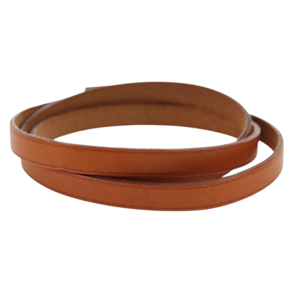 HERMES Appi 3 Bracelet Leather Brown Silver Auth bs35862M