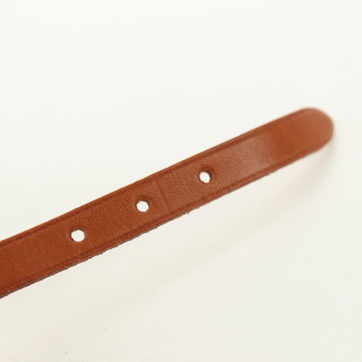 HERMES Appi 3 Bracelet Leather Brown Silver Auth bs35862M