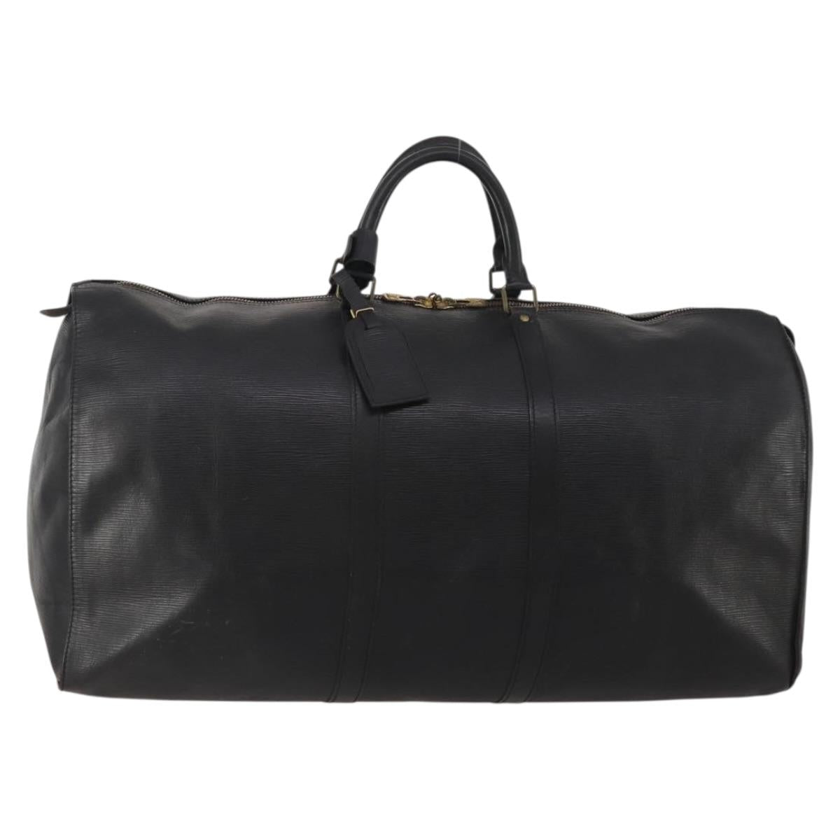 LOUIS VUITTON Epi Keepall 60 Boston Bag Noir M42942 LV Auth bs35863