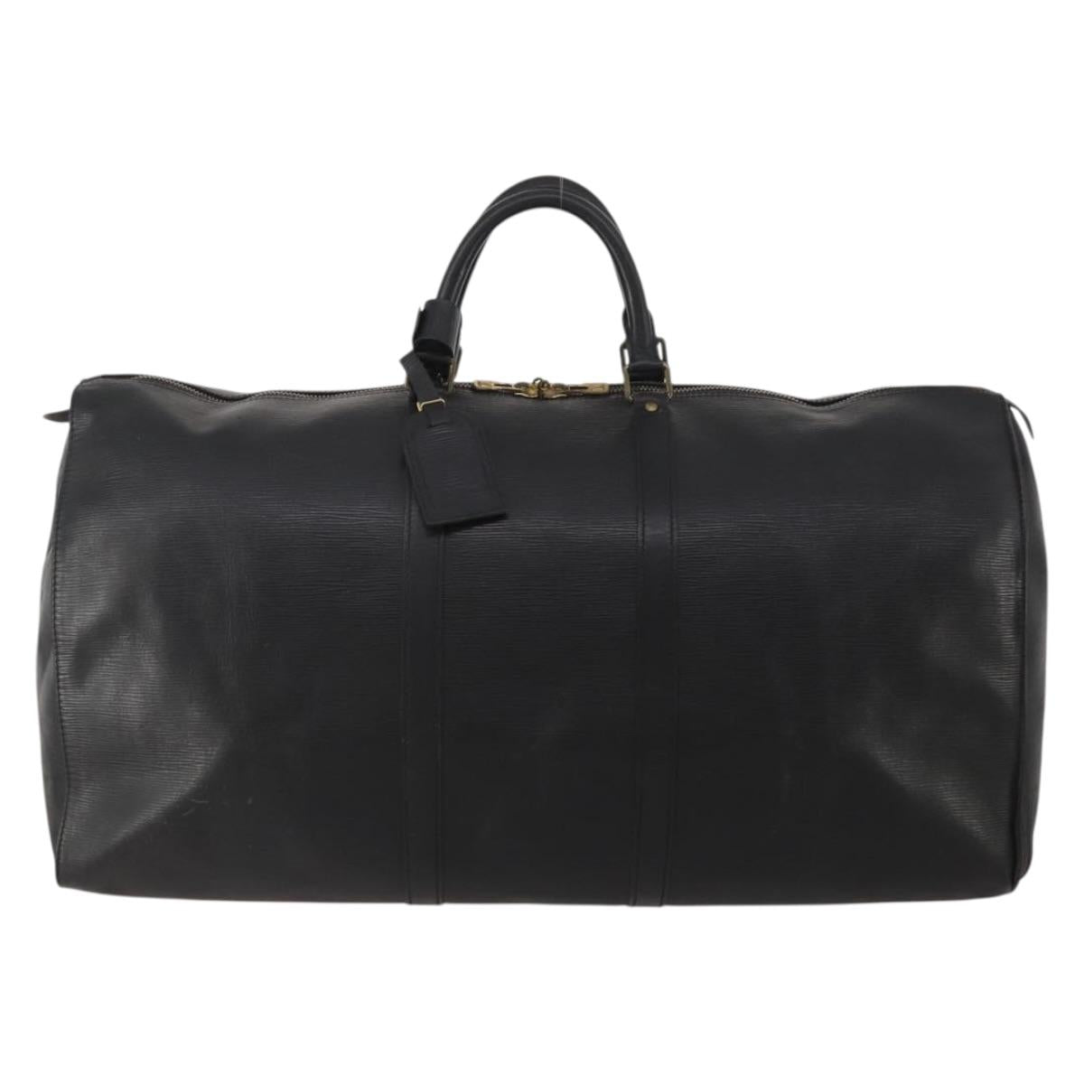 LOUIS VUITTON Epi Keepall 60 Boston Bag Noir M42942 LV Auth bs35863