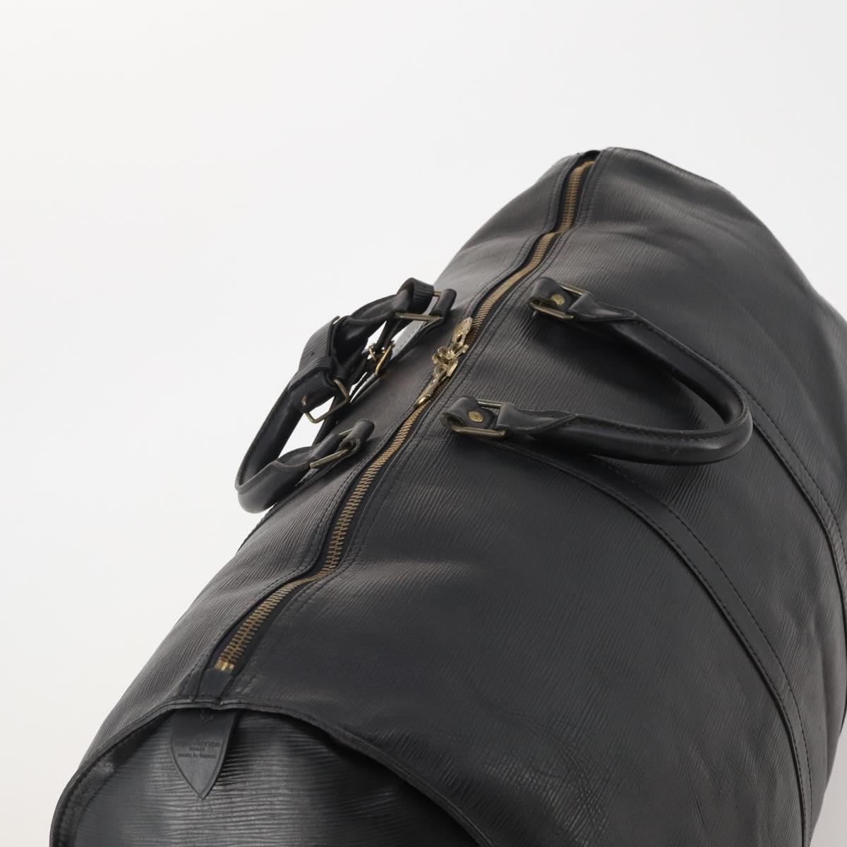 LOUIS VUITTON Epi Keepall 60 Boston Bag Noir M42942 LV Auth bs35863