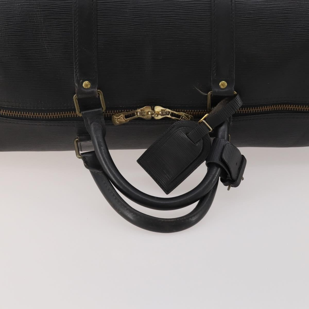 LOUIS VUITTON Epi Keepall 60 Boston Bag Noir M42942 LV Auth bs35863