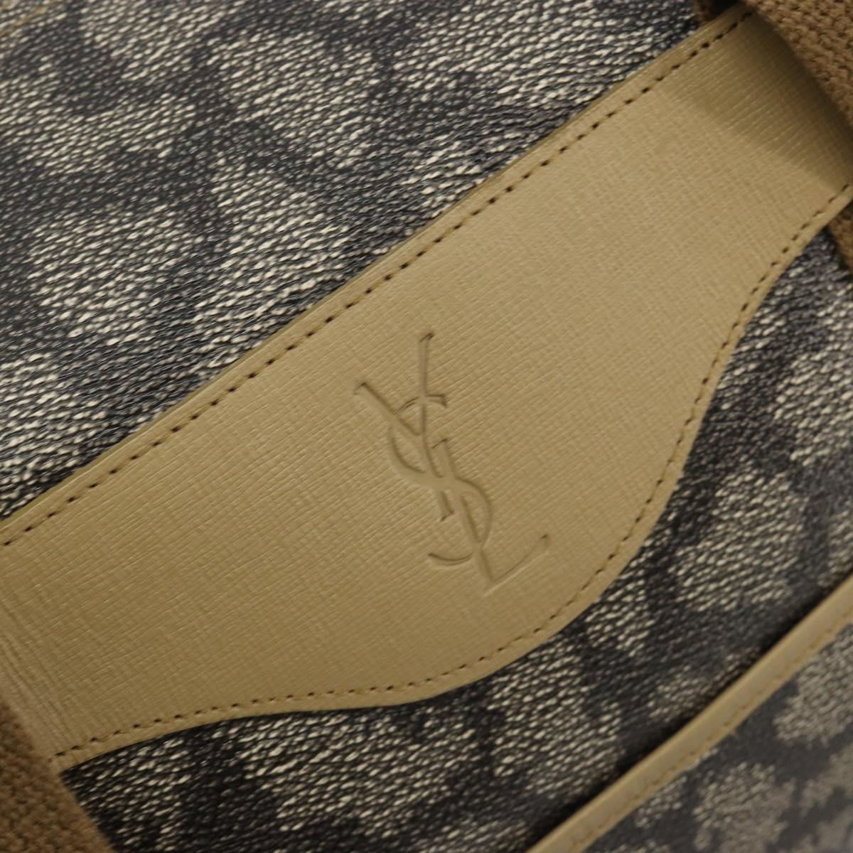 SAINT LAURENT Boston Bag PVC Black Khaki Auth bs35876