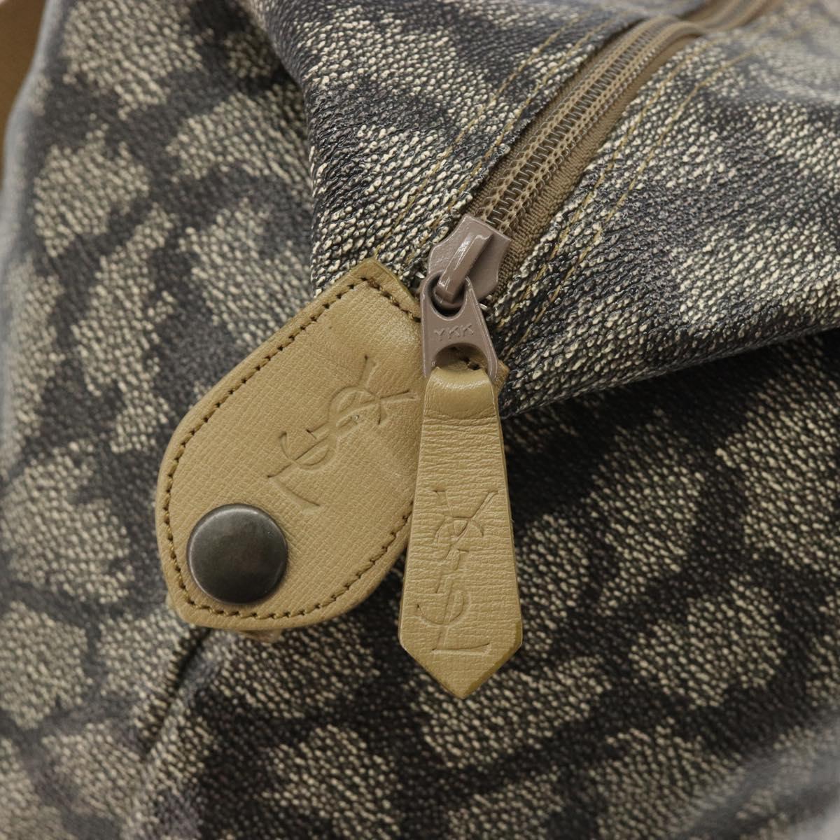 SAINT LAURENT Boston Bag PVC Black Khaki Auth bs35876