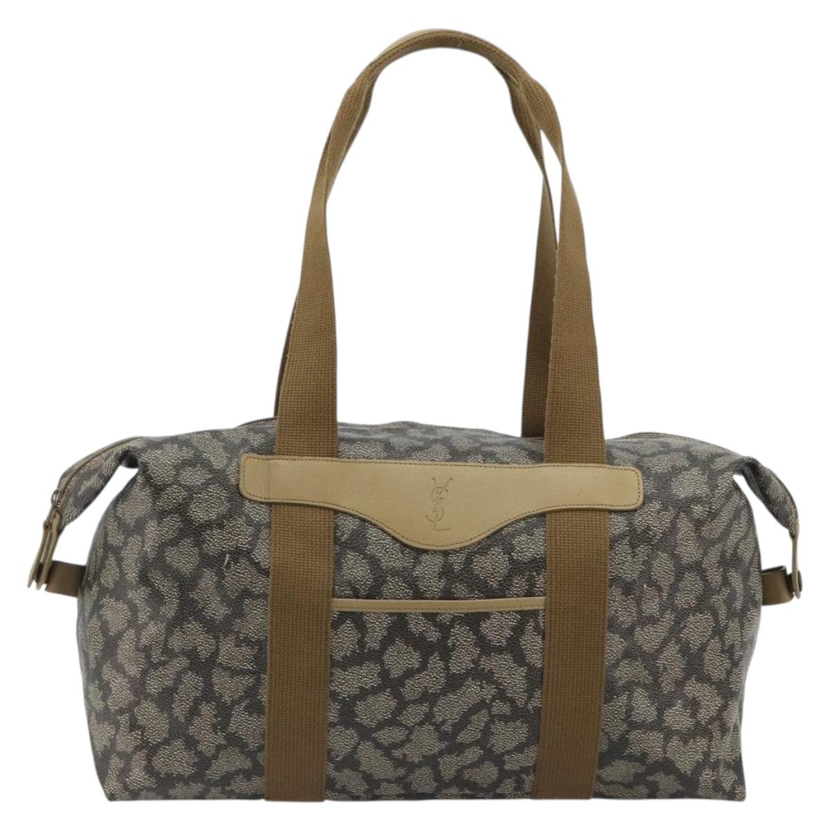 SAINT LAURENT Boston Bag PVC Black Khaki Auth bs35876