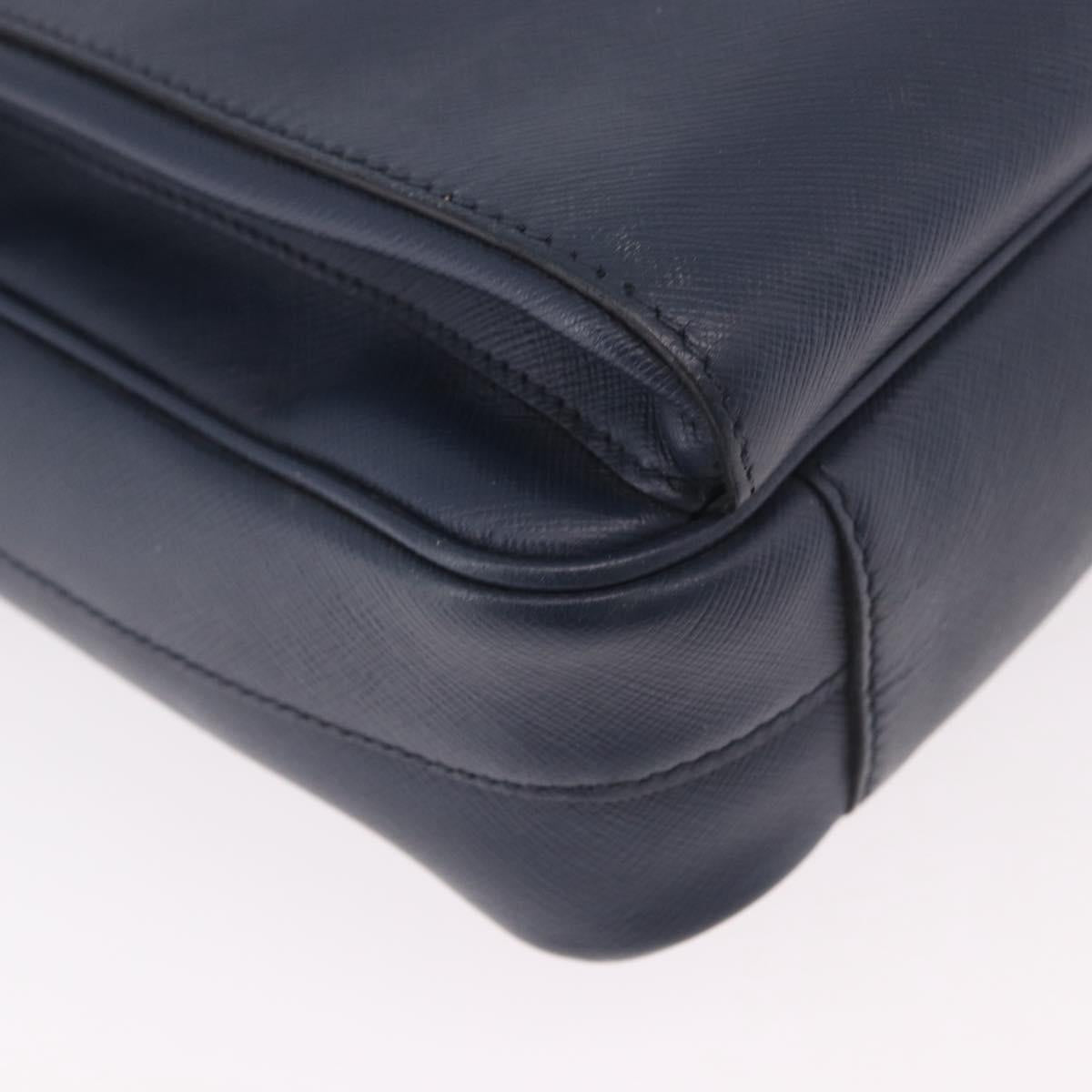 PRADA Business Bag Saffiano leather Blue Silver Auth bs35878