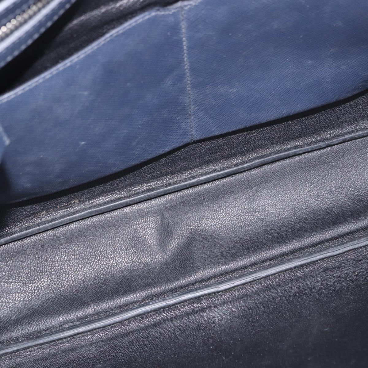 PRADA Business Bag Saffiano leather Blue Silver Auth bs35878