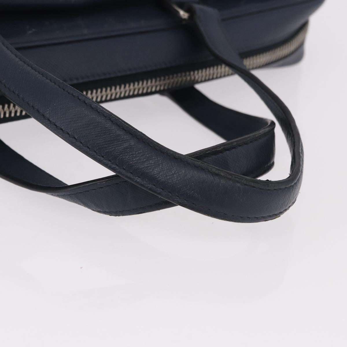 PRADA Business Bag Saffiano leather Blue Silver Auth bs35878