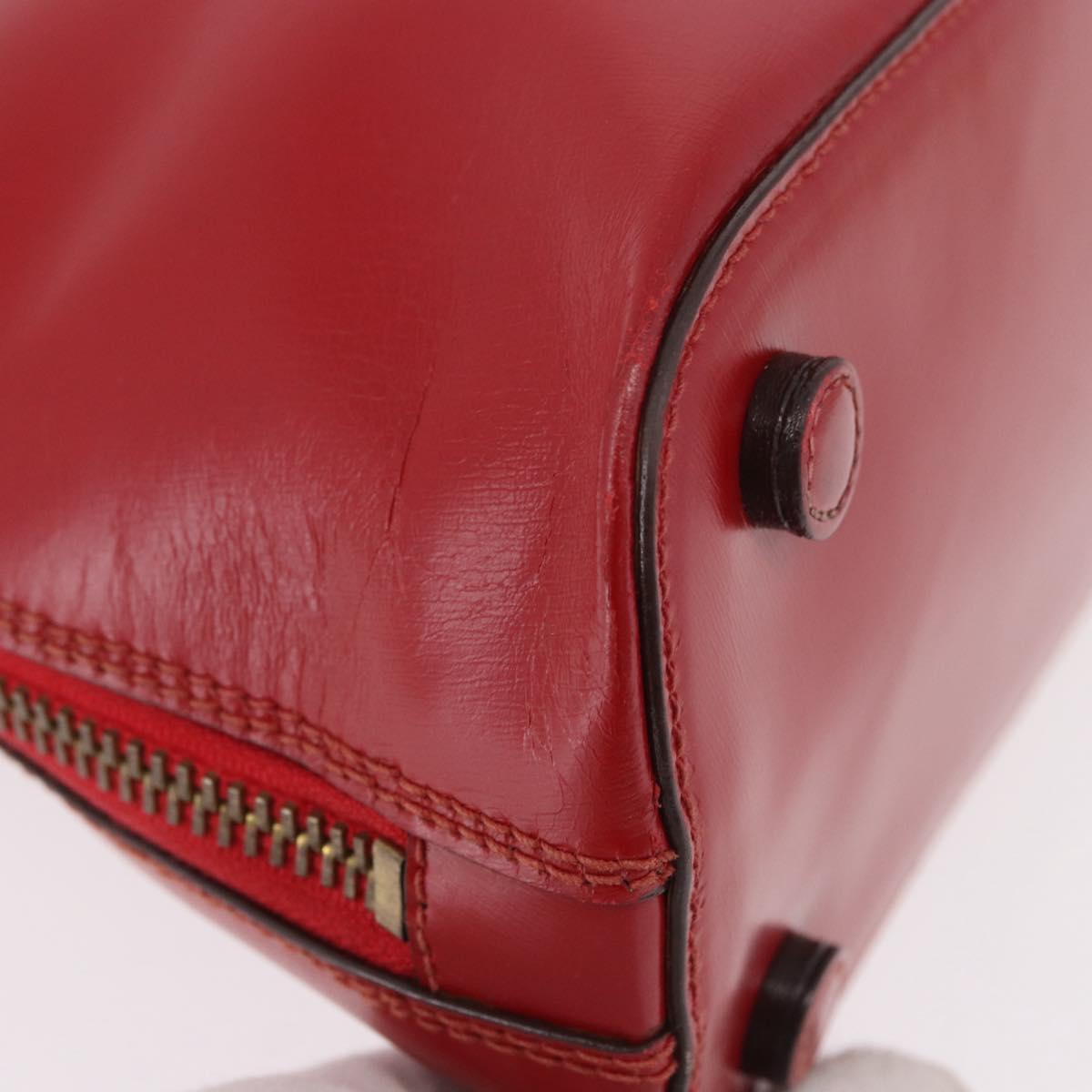 PRADA Hand Bag Leather Red Gold Auth bs35879