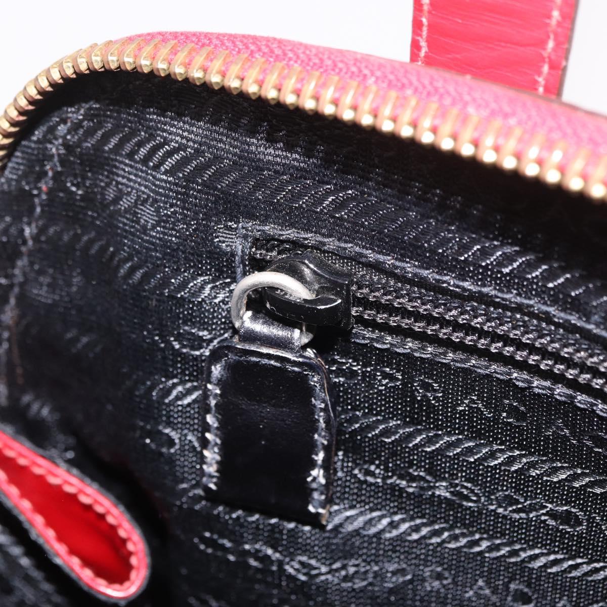 PRADA Hand Bag Leather Red Gold Auth bs35879
