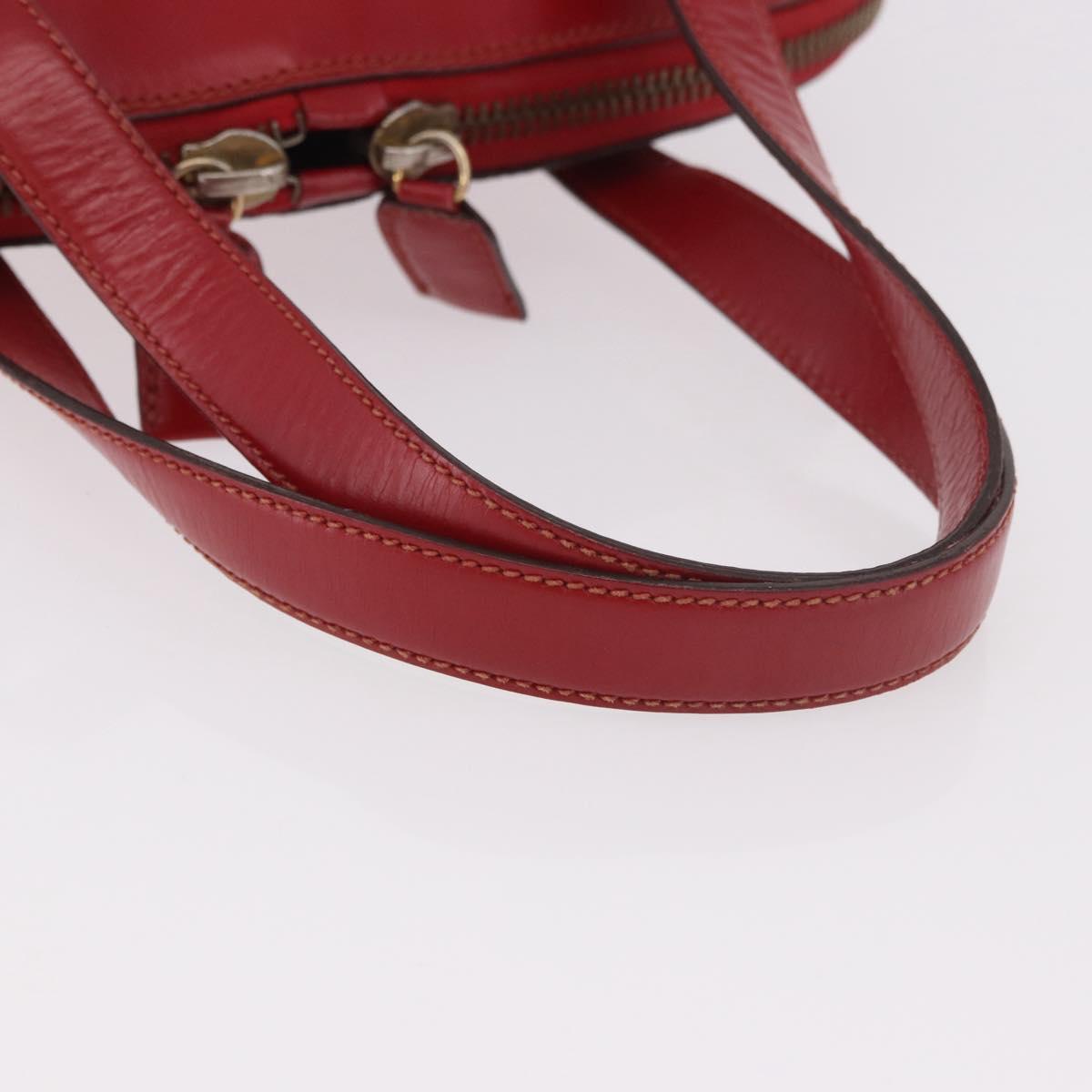 PRADA Hand Bag Leather Red Gold Auth bs35879