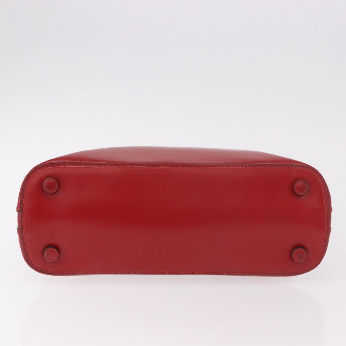 PRADA Hand Bag Leather Red Gold Auth bs35879