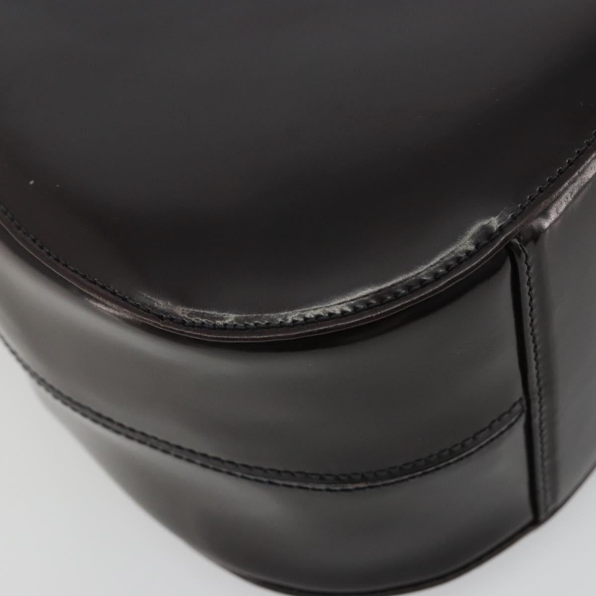 PRADA patent Shoulder Bag Dark Brown Gold Auth bs35885A