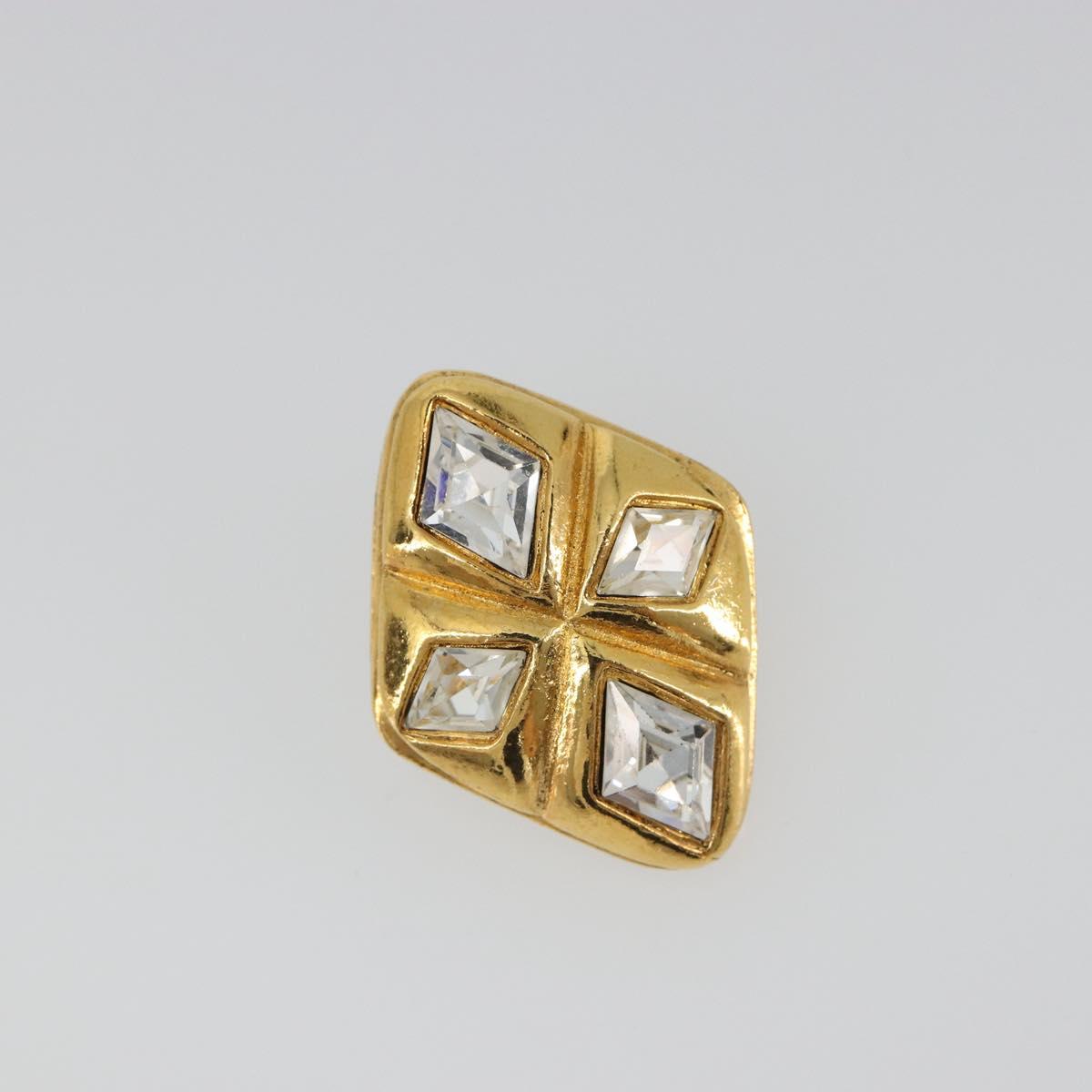 CHANEL Earring Metal Gold Tone CC Auth bs35890