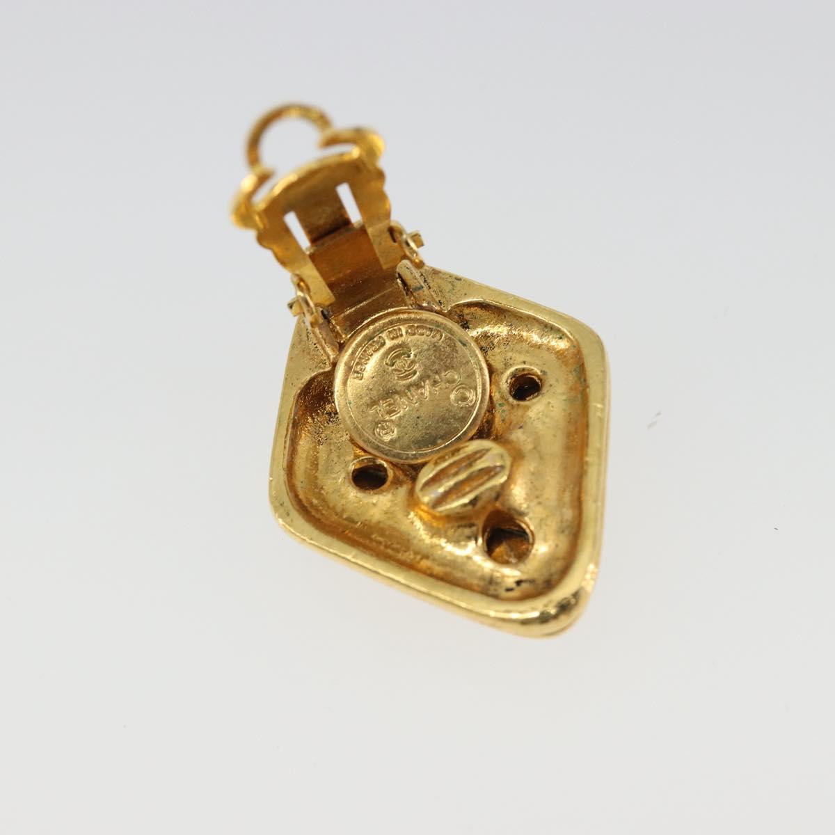 CHANEL Earring Metal Gold Tone CC Auth bs35890