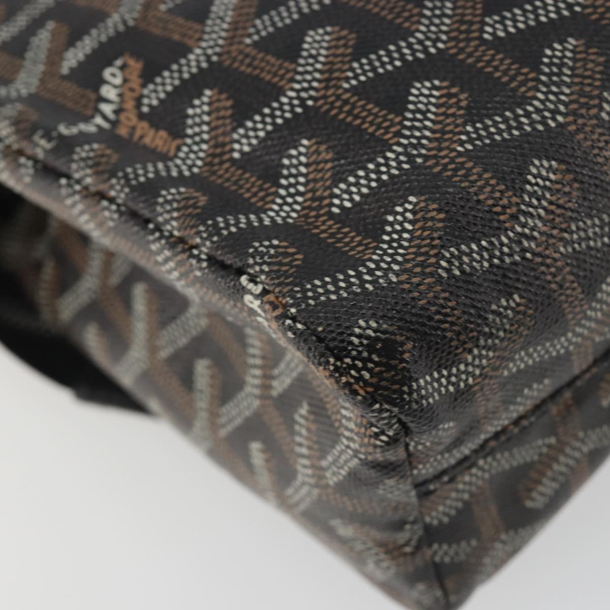 GOYARD Herringbone Clutch Bag PVC Black Silver Auth bs35893
