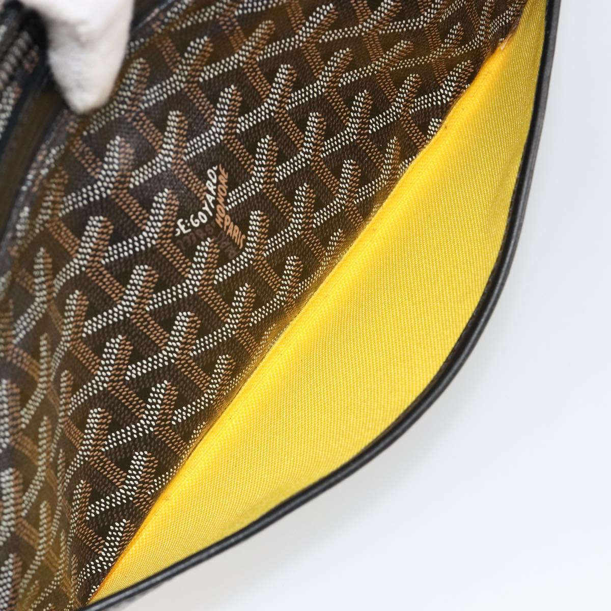 GOYARD Herringbone Clutch Bag PVC Black Silver Auth bs35893