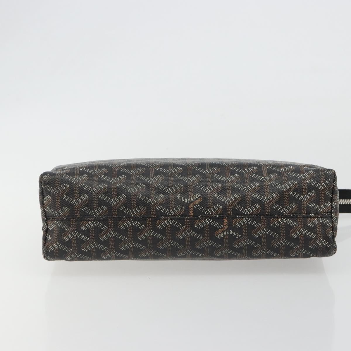GOYARD Herringbone Clutch Bag PVC Black Silver Auth bs35893