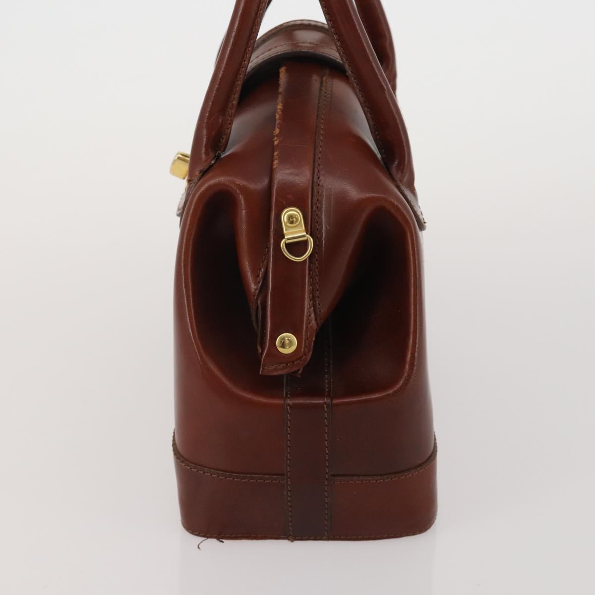 BALLY Hand Bag Leather 2 Set Brown Gold Auth bs35899