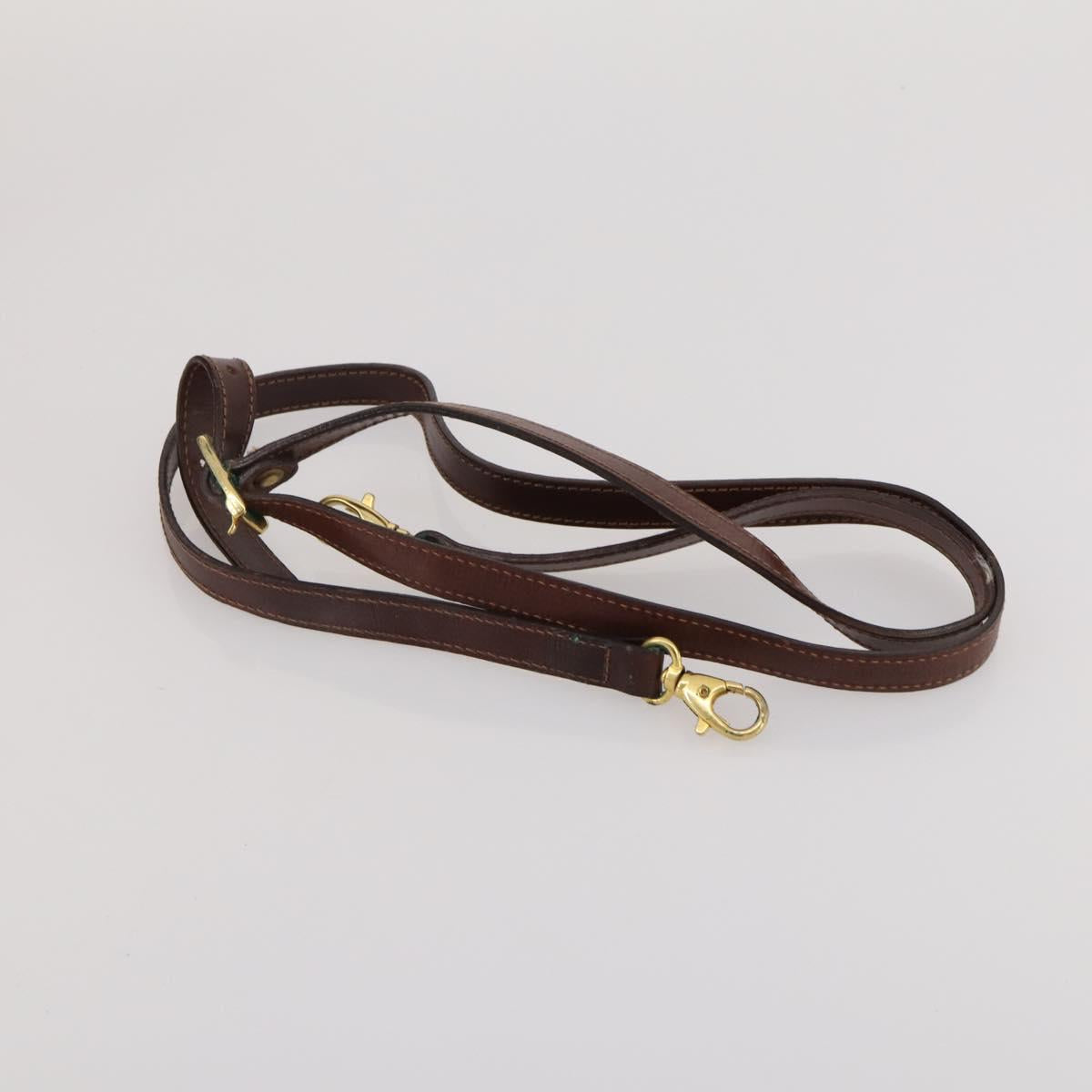BALLY Hand Bag Leather 2 Set Brown Gold Auth bs35899