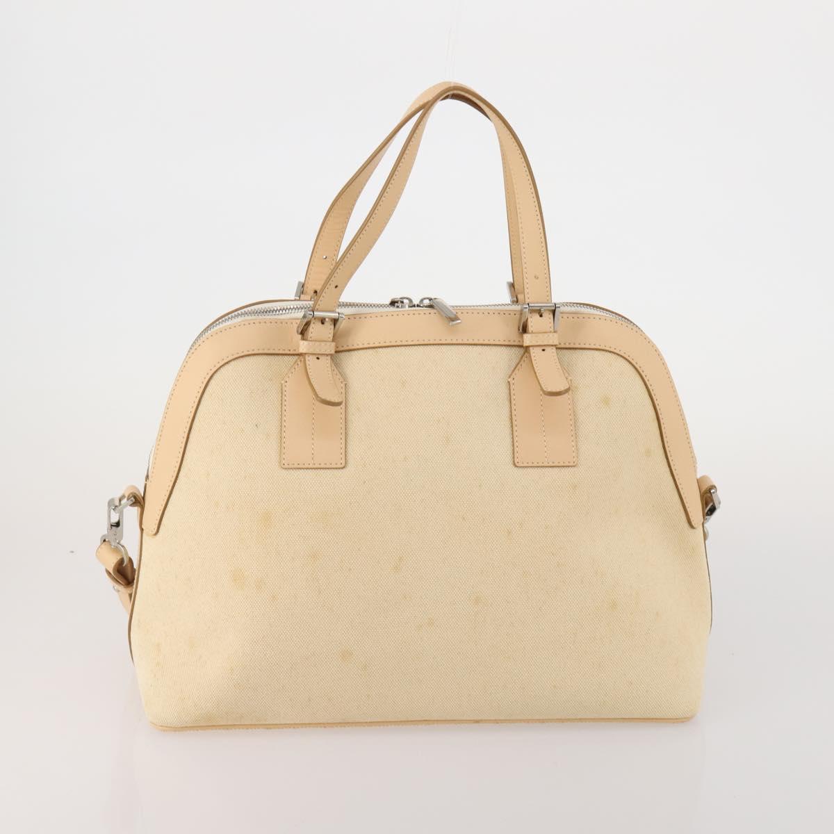 BURBERRY Boston Bag Leather Canvas 2 Set Black Beige Auth bs35900