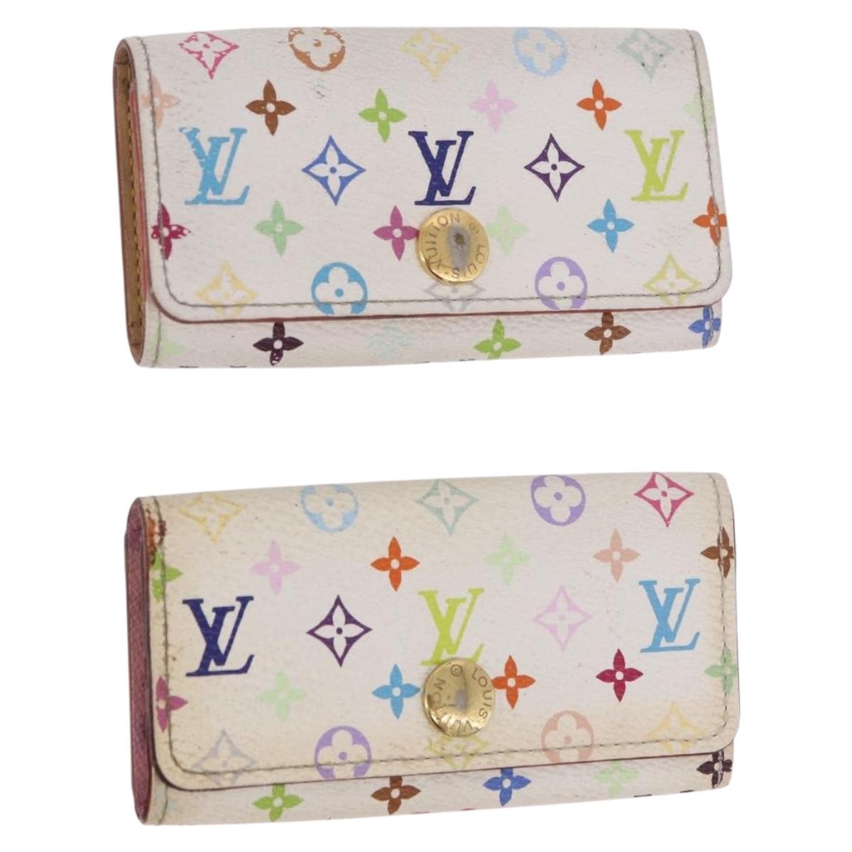 LOUIS VUITTON Multicolor Multicles 4 Key Case 2 Set White LV Auth bs35901