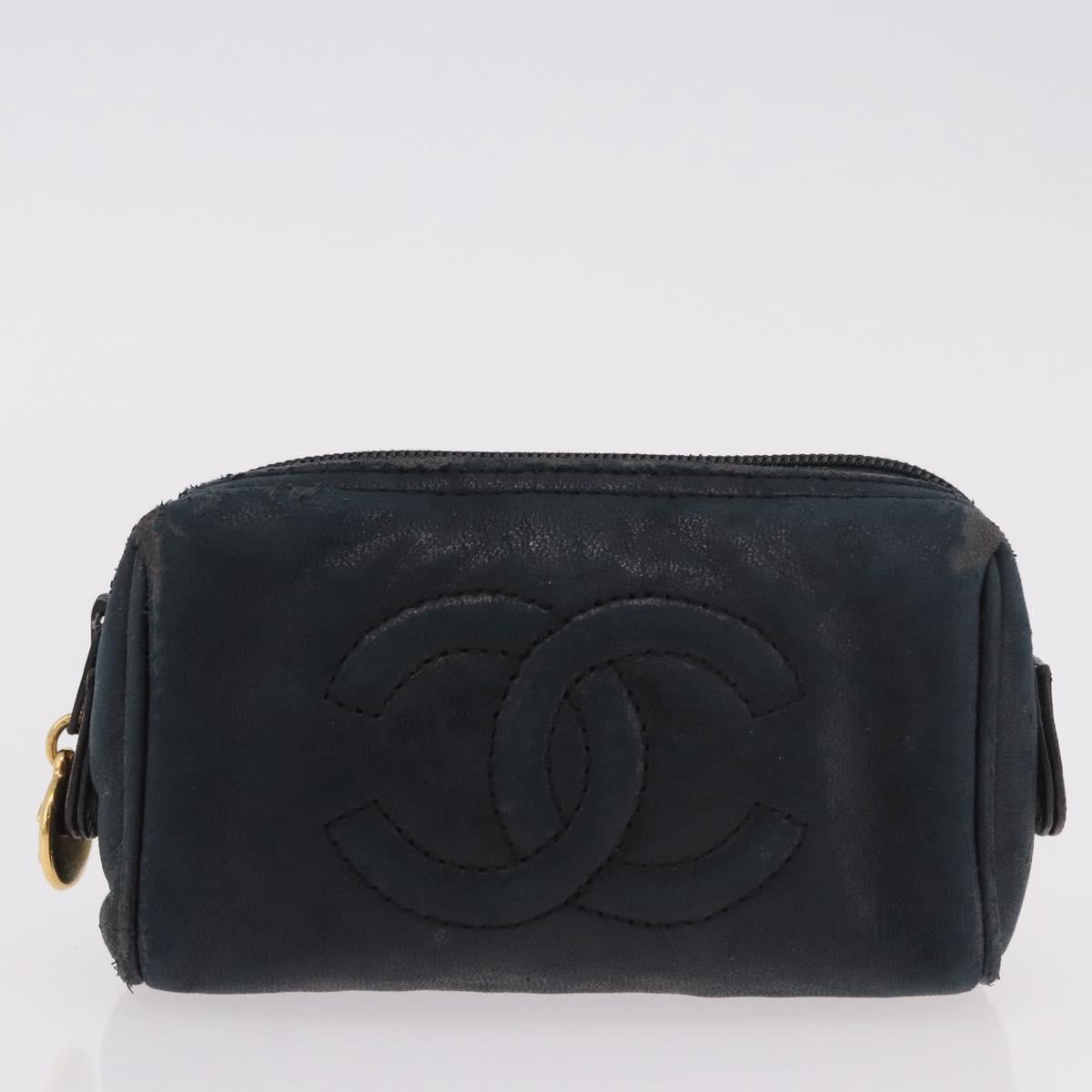 CHANEL Pouch Leather Satin Patent 3 Set Black CC Auth bs35903