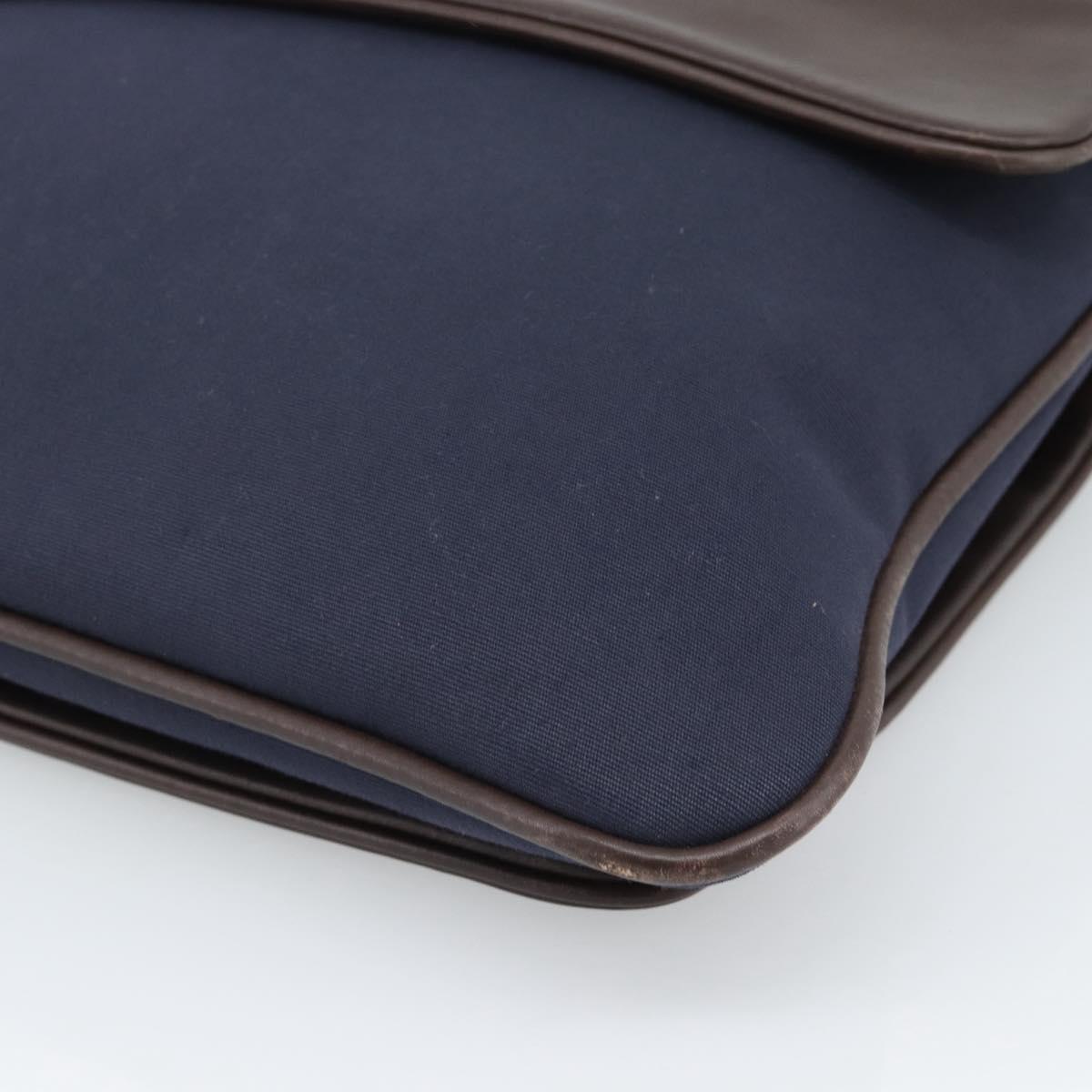 HERMES Mrs. Hippies Shoulder Bag Leather Navy Dark Brown Auth bs35909V