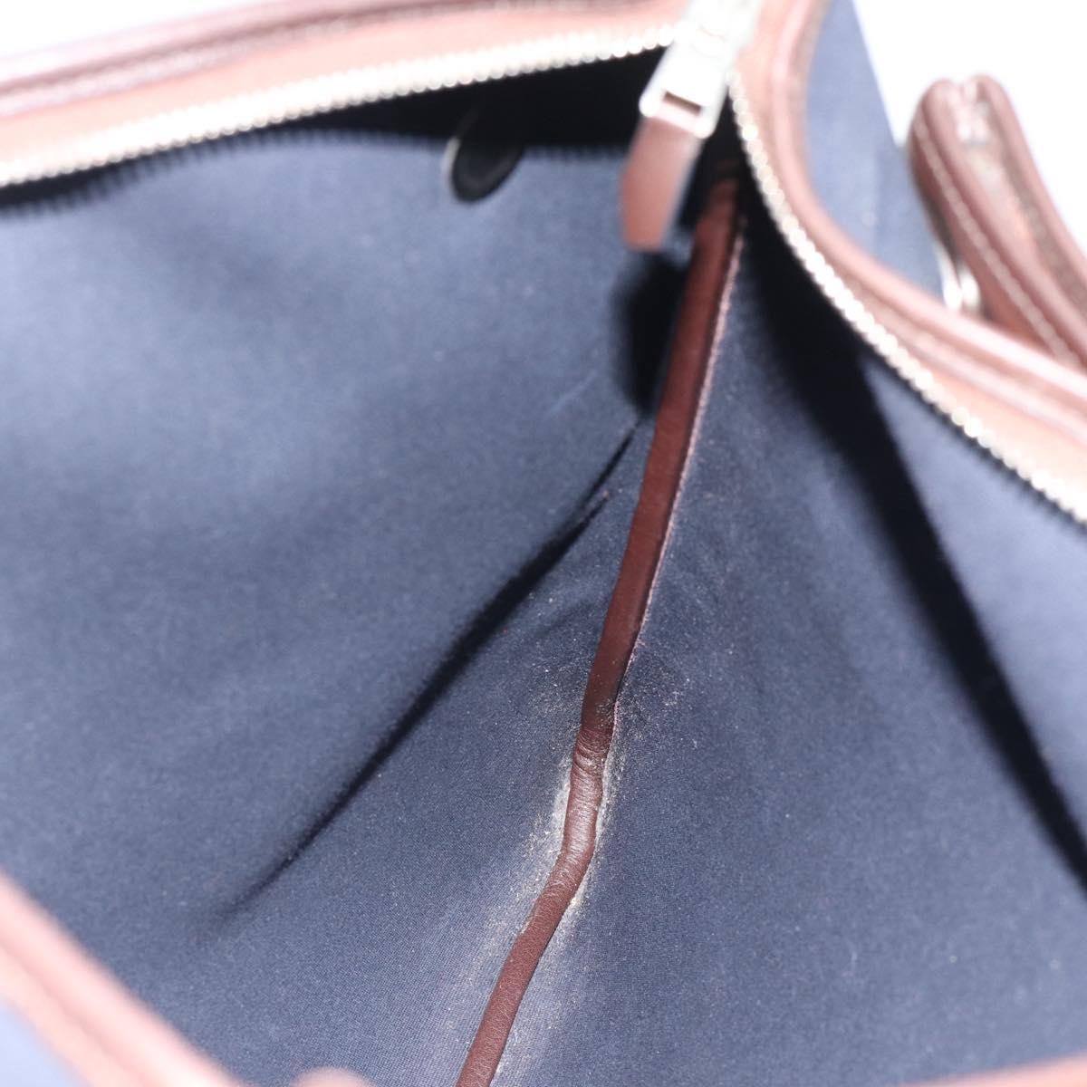 HERMES Mrs. Hippies Shoulder Bag Leather Navy Dark Brown Auth bs35909V