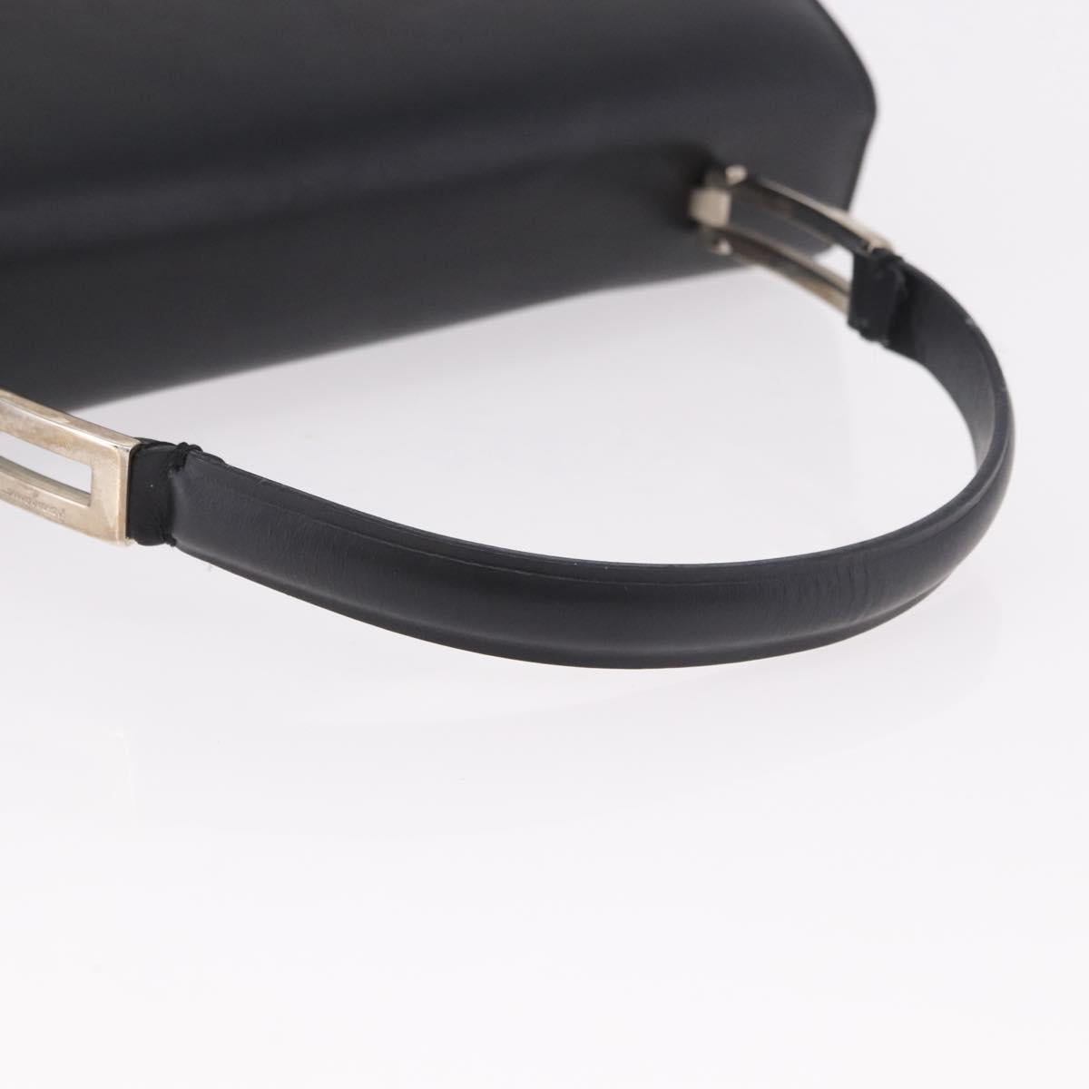 Salvatore Ferragamo Hand Bag Leather Black Silver Auth bs35910