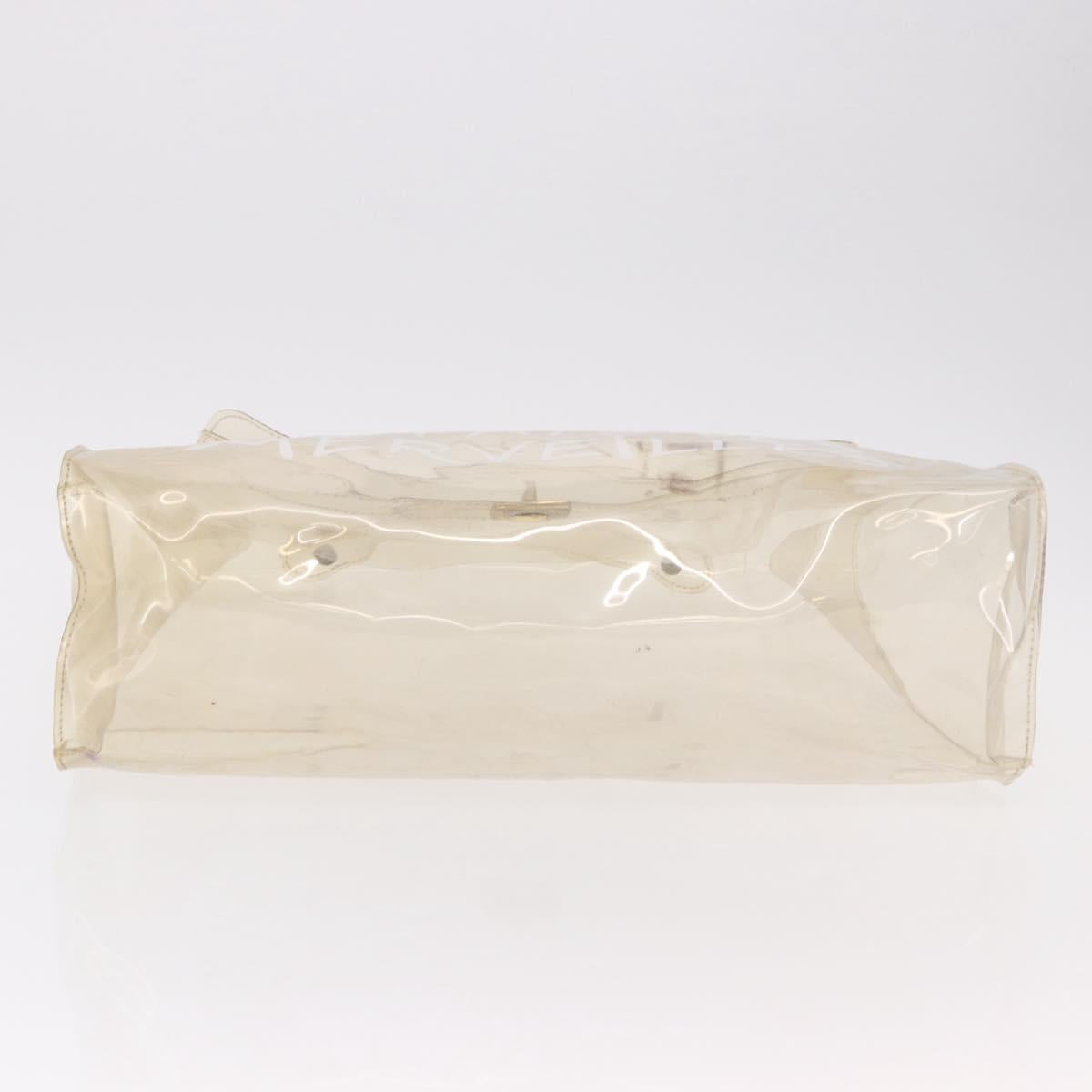 HERMES Vinyl Kelly Hand Bag Vinyl Clear Gold Auth bs35913