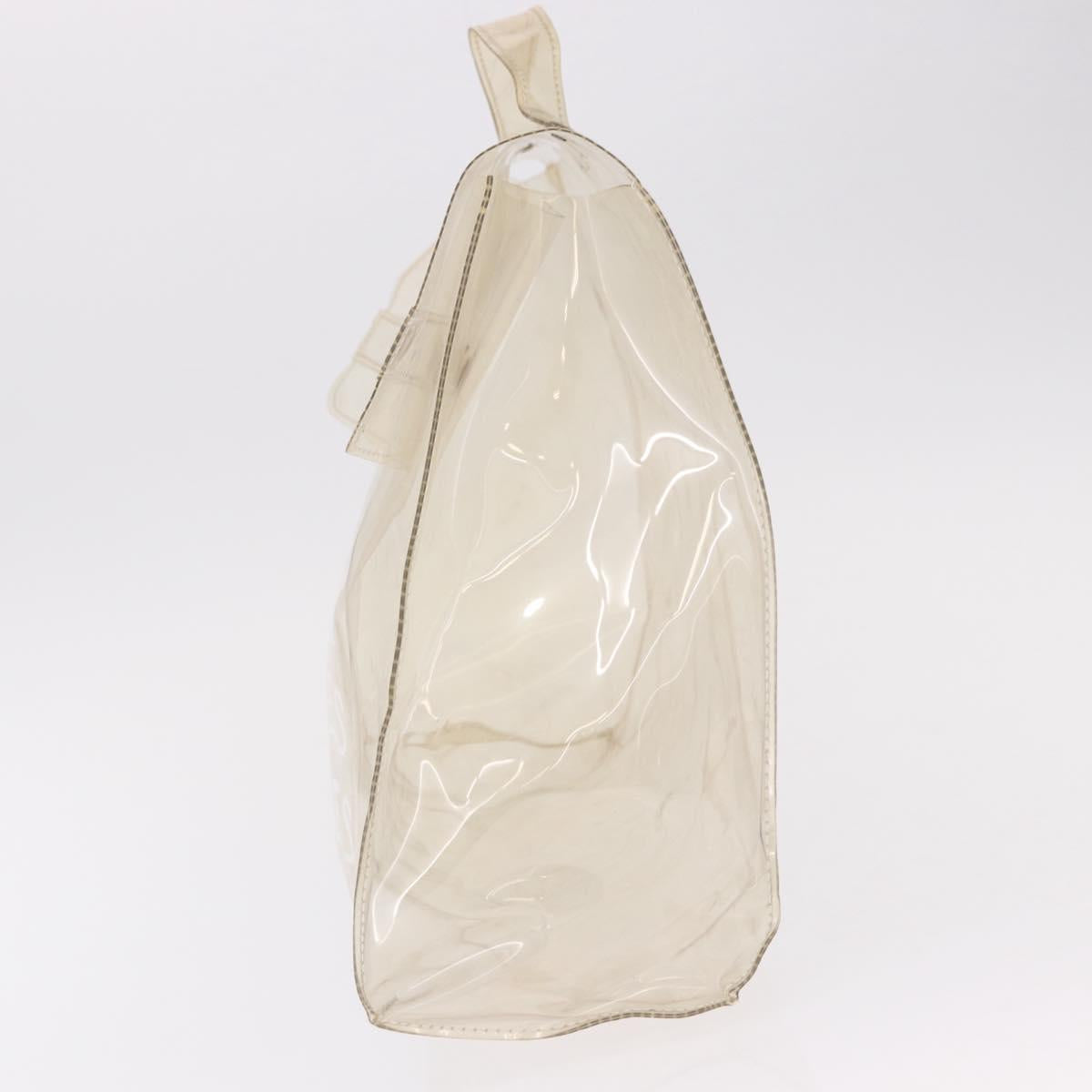 HERMES Vinyl Kelly Hand Bag Vinyl Clear Gold Auth bs35913
