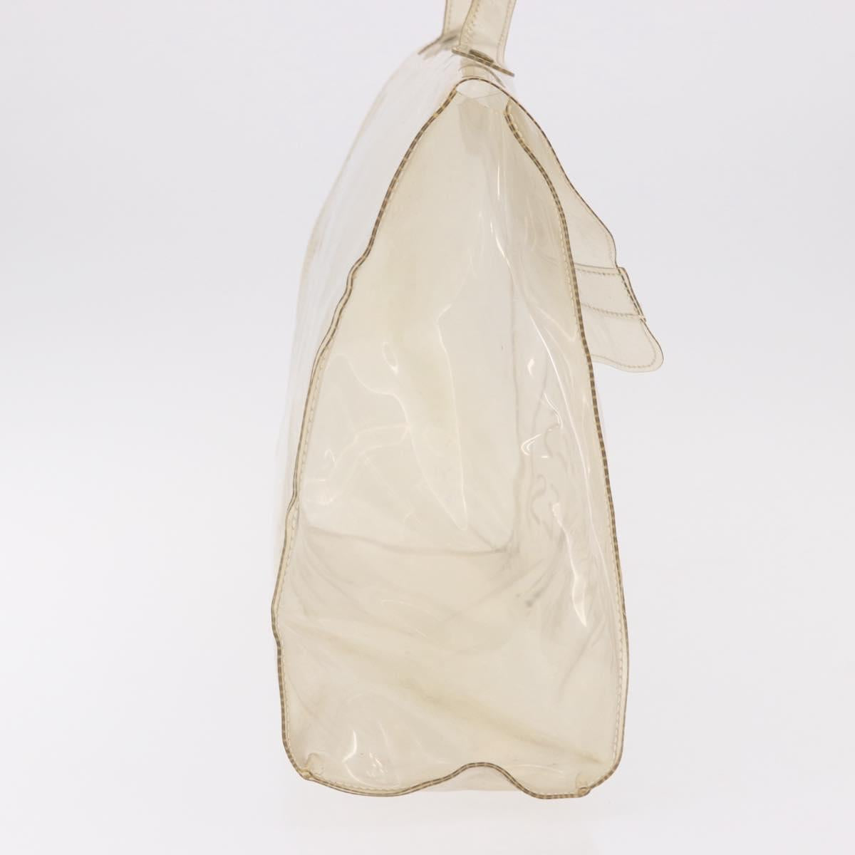 HERMES Vinyl Kelly Hand Bag Vinyl Clear Gold Auth bs35913