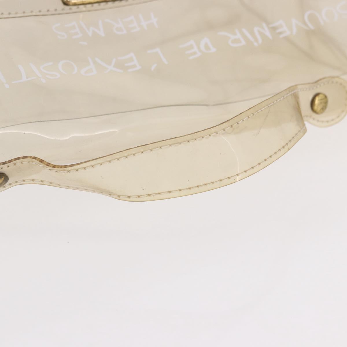 HERMES Vinyl Kelly Hand Bag Vinyl Clear Gold Auth bs35913