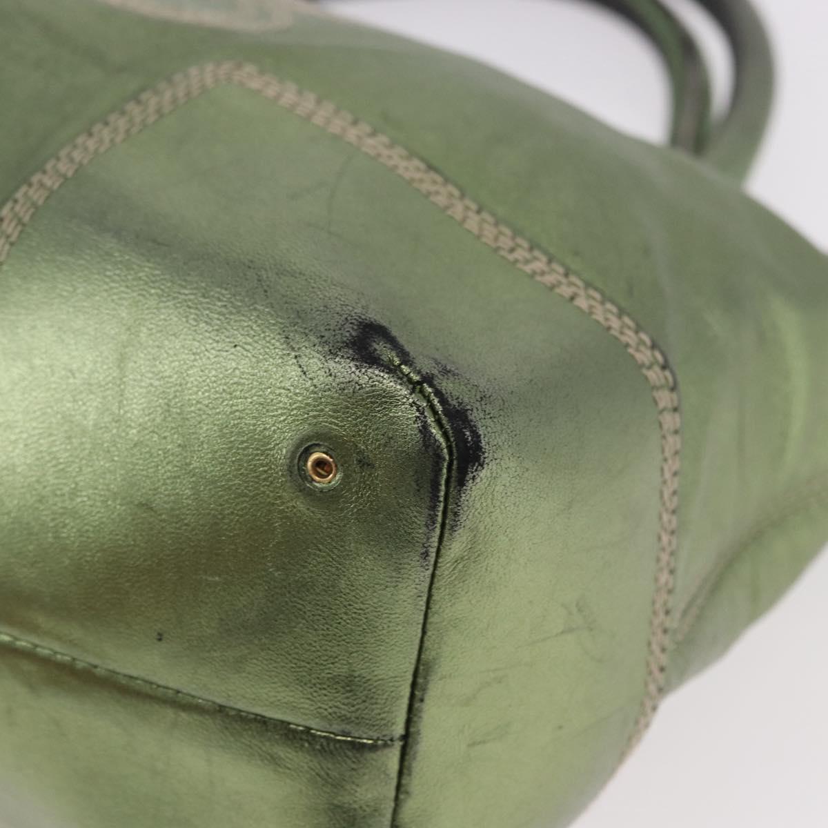 LOEWE Anagram Hand Bag Leather Green Gold Auth bs35915