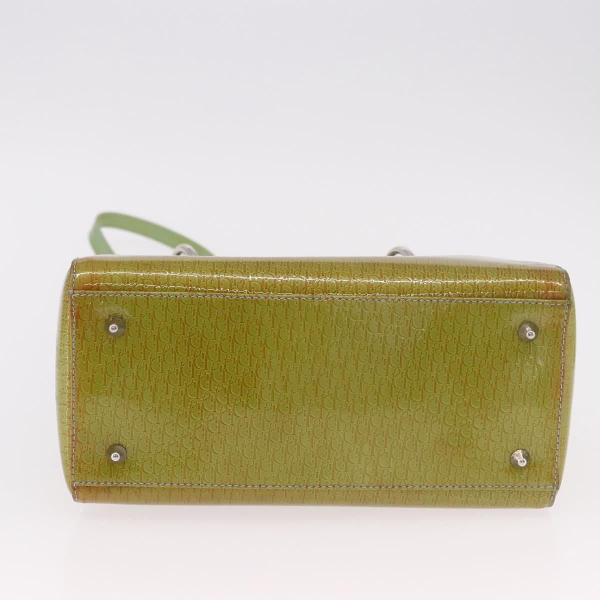 Christian Dior Canage Hand Bag Patent 2way Green Silver Auth bs35916A