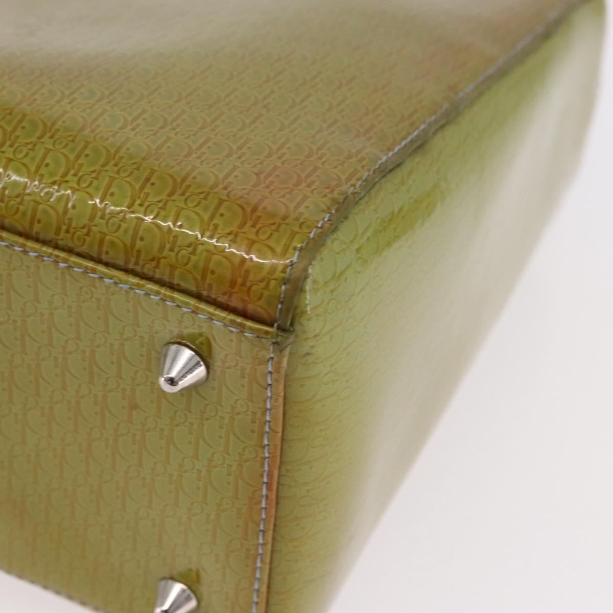 Christian Dior Canage Hand Bag Patent 2way Green Silver Auth bs35916A