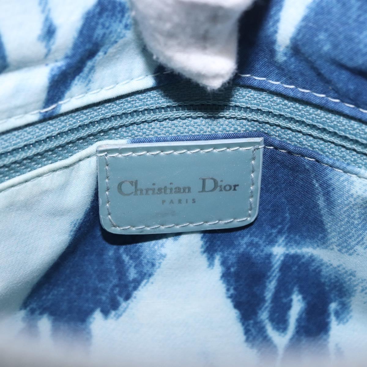 Christian Dior Canage Hand Bag Patent 2way Green Silver Auth bs35916A