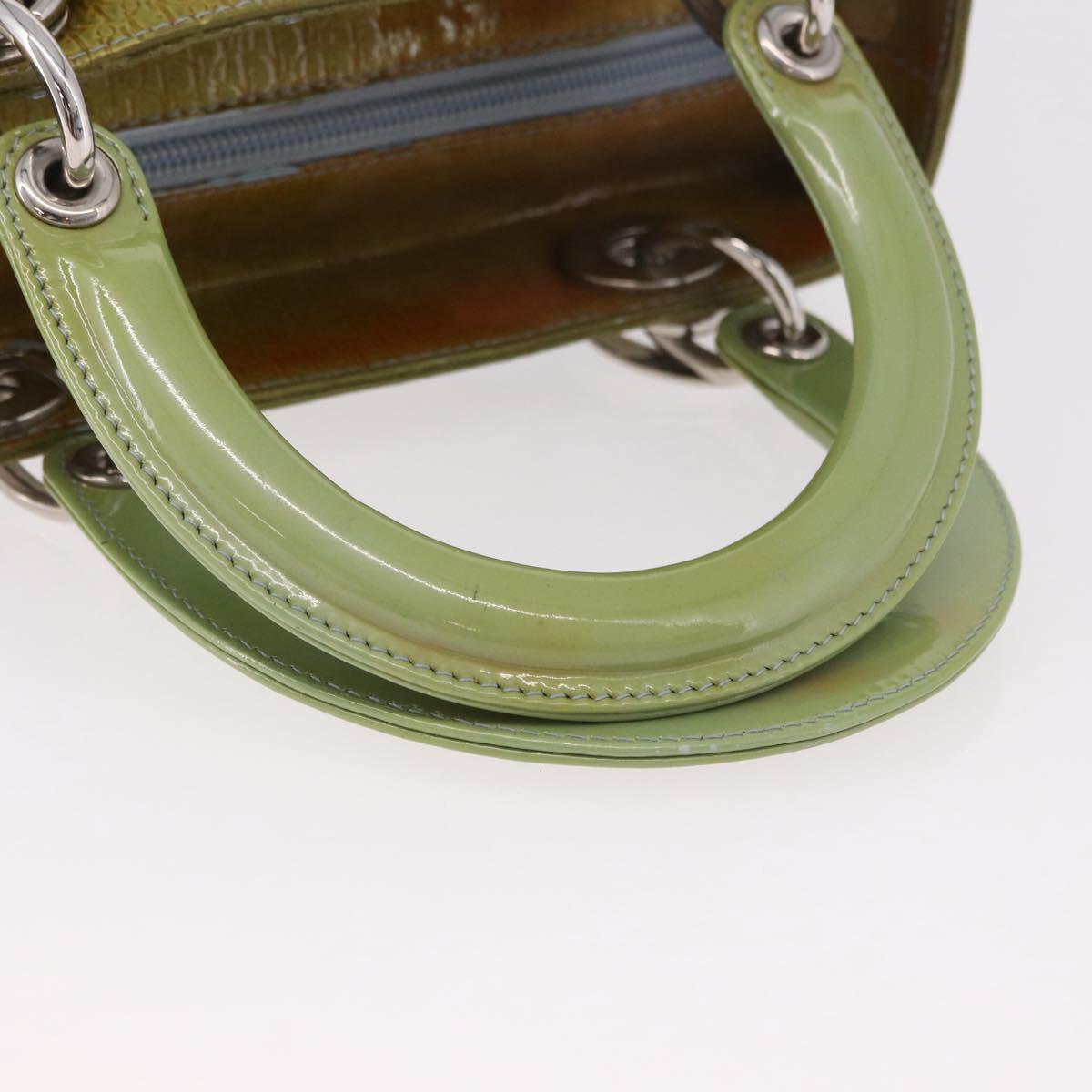 Christian Dior Canage Hand Bag Patent 2way Green Silver Auth bs35916A