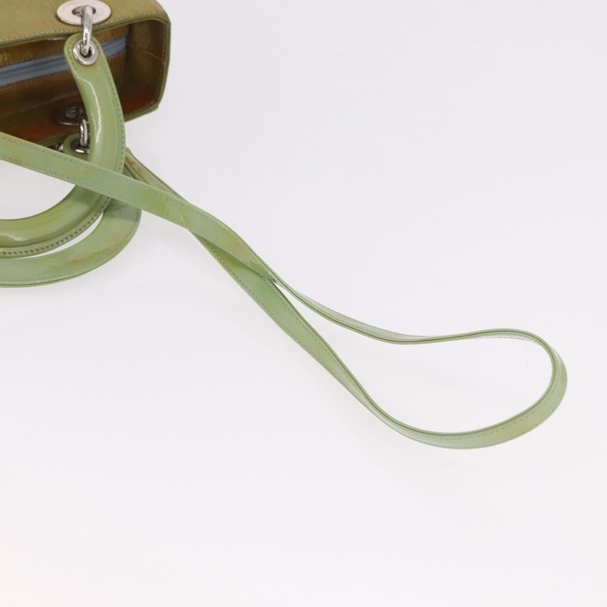 Christian Dior Canage Hand Bag Patent 2way Green Silver Auth bs35916A