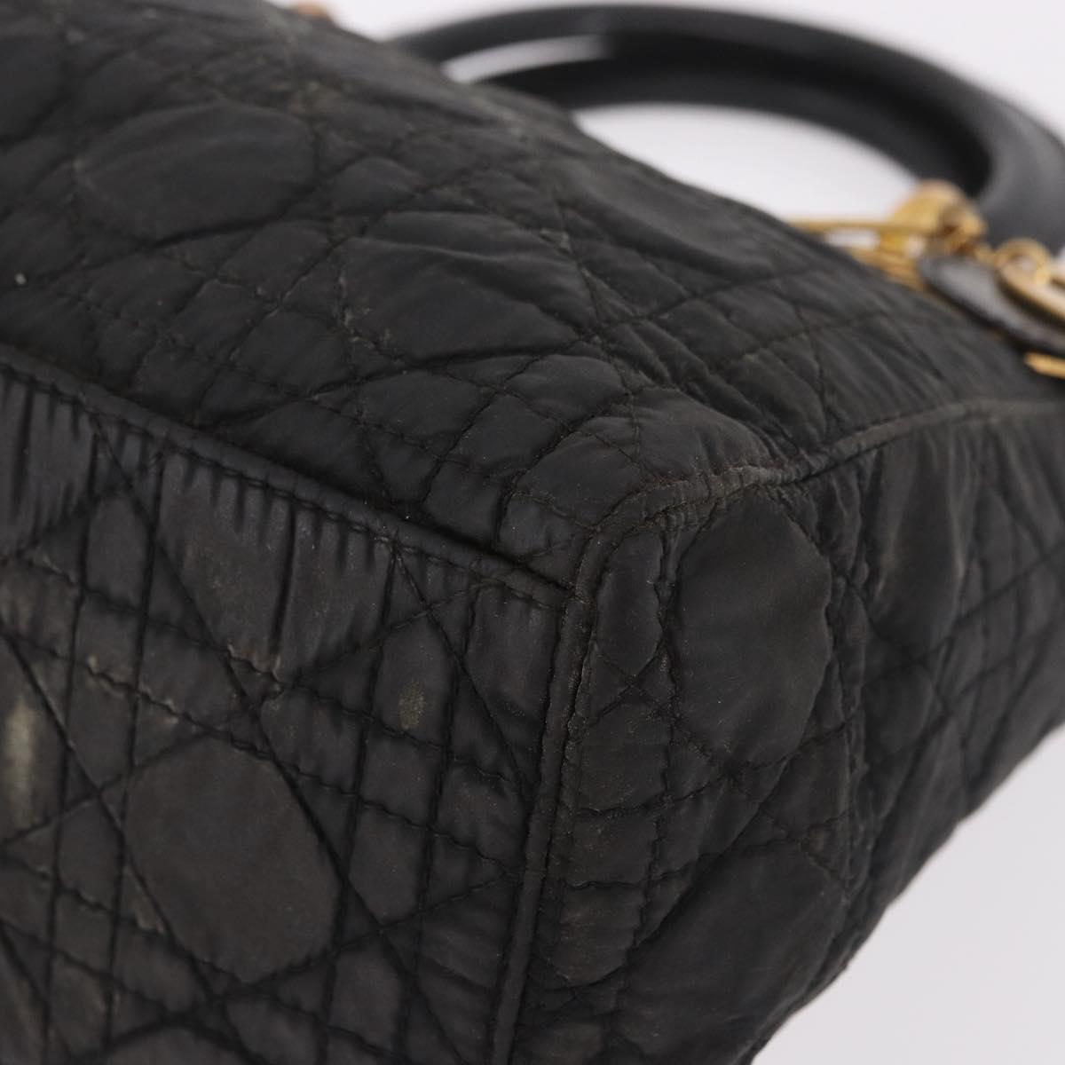 Christian Dior Canage Hand Bag Canvas Black Gold Auth bs35917