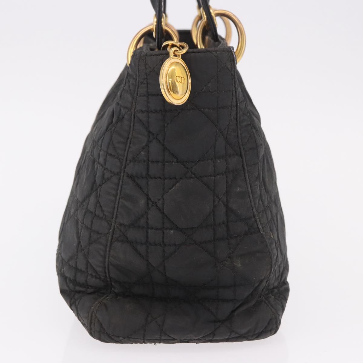 Christian Dior Canage Hand Bag Canvas Black Gold Auth bs35917