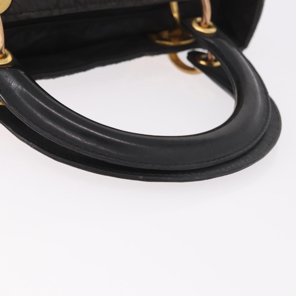 Christian Dior Canage Hand Bag Canvas Black Gold Auth bs35917
